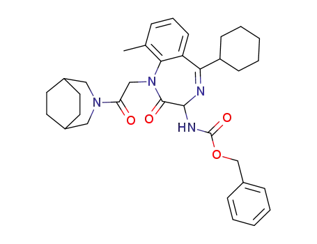 (3RS)-1-(3-azabicyclo[3.2.2]nonan-3-yl)carboxymethyl-3-benzyloxycarbonylamino-5-cyclohexyl-2,3-dihydro-9-methyl-1H-1,4-benzodiazepin-2-one