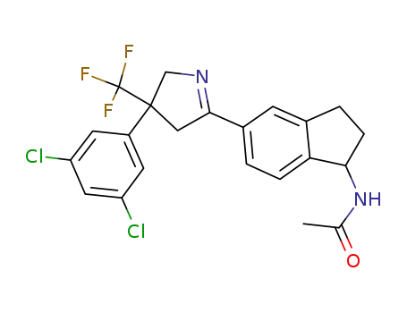 Molecular Structure of 1187512-62-4 (N-[5-[3-(3,5-dichlorophenyl)-3-(trifluoromethyl)-2,4-dihydropyrrol-5-yl]indan-1-yl]acetamide)