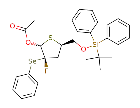 (1S/R,2S,4R)-1-O-aceyl-5-O-(tert-butyldiphenylsilyl)-2,3-dideoxy-2-fluoro-2-phenylselenyl-4-thio-β-L-ribofuranoside