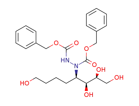 Molecular Structure of 1613470-25-9 (dibenzyl 1-((2S,3S,4R)-1,2,3,8-tetrahydroxyoctan-4-yl)hydrazine-1,2-dicarboxylate)