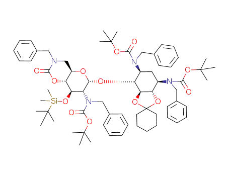 1,3,2',6'-tetra-N-benzyl-1,3,2'-tri-N-tert-butoxycarbonyl-3'-O-tert-butyldimethylsilyl-6'-N,4'-O-carbonyl-5,6-O-cyclohexylideneneamine