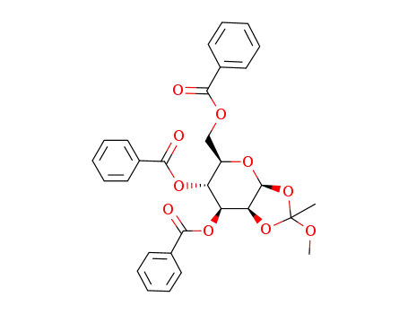 Molecular Structure of 324041-25-0 (3,4,6-tri-O-benzoyl-1,2-O-[(RS)-1-methoxyethane-1,1-diyl]-β-D-mannopyranose)