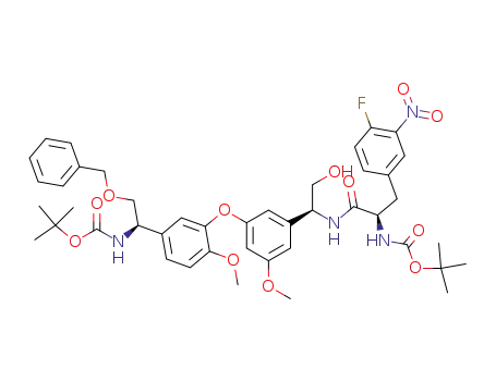 {2-benzyloxy-1-[3-(3-{1-[2-<i>tert</i>-butoxycarbonylamino-3-(4-fluoro-3-nitro-phenyl)-propionylamino]-2-hydroxy-ethyl}-5-methoxy-phenoxy)-4-methoxy-phenyl]-ethyl}-carbamic acid <i>tert</i>-butyl ester