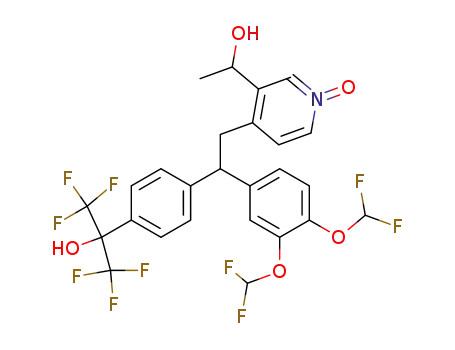 2-(4-{1-(3,4-bis-difluoromethoxy-phenyl)-2-[3-(1-hydroxy-ethyl)-1-oxy-pyridin-4-yl]-ethyl}-phenyl)-1,1,1,3,3,3-hexafluoro-propan-2-ol