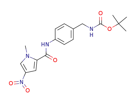 Molecular Structure of 265664-81-1 ({4-[(1-methyl-4-nitro-1<i>H</i>-pyrrole-2-carbonyl)-amino]-benzyl}-carbamic acid <i>tert</i>-butyl ester)