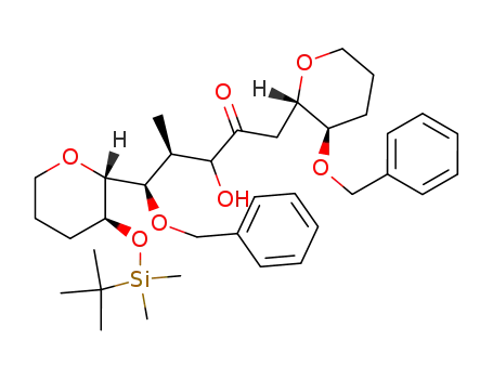 Molecular Structure of 349552-54-1 ((4S,5R)-5-Benzyloxy-1-((2S,3R)-3-benzyloxy-tetrahydro-pyran-2-yl)-5-[(2R,3S)-3-(tert-butyl-dimethyl-silanyloxy)-tetrahydro-pyran-2-yl]-3-hydroxy-4-methyl-pentan-2-one)