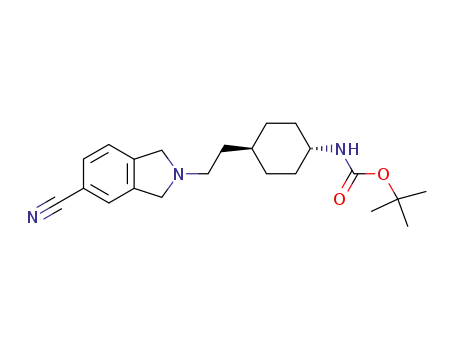 Molecular Structure of 437651-10-0 ({4-[2-(5-cyano-1,3-dihydro-isoindol-2-yl)-ethyl]-cyclohexyl}-carbamic acid <i>tert</i>-butyl ester)