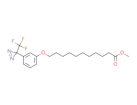 Molecular Structure of 412301-54-3 (Undecanoic acid, 11-[3-[3-(trifluoromethyl)-3H-diazirin-3-yl]phenoxy]-,
methyl ester)