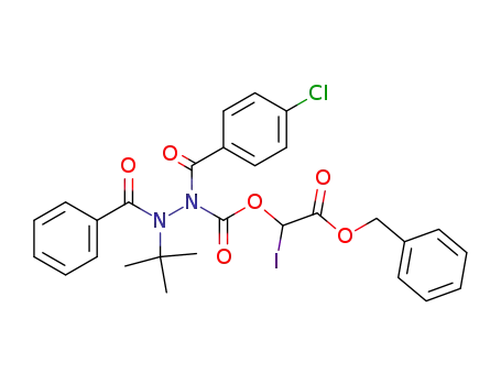 [<i>N</i>'-benzoyl-<i>N</i>'-<i>tert</i>-butyl-<i>N</i>-(4-chloro-benzoyl)-hydrazinocarbonyloxy]-iodo-acetic acid benzyl ester