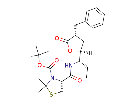 (R)-4-[(S)-1-((2S,4R)-4-Benzyl-5-oxo-tetrahydro-furan-2-yl)-propylcarbamoyl]-2,2-dimethyl-thiazolidine-3-carboxylic acid tert-butyl ester