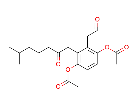 Molecular Structure of 348078-94-4 (acetic acid 4-acetoxy-2-(6-methyl-2-oxo-heptyl)-3-(2-oxo-ethyl)-phenyl ester)