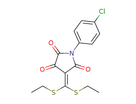 Molecular Structure of 1599431-51-2 (4-(bis(ethylthio)methylene)-1-(4-chlorophenyl)pyrrolidine-2,3,5-trione)