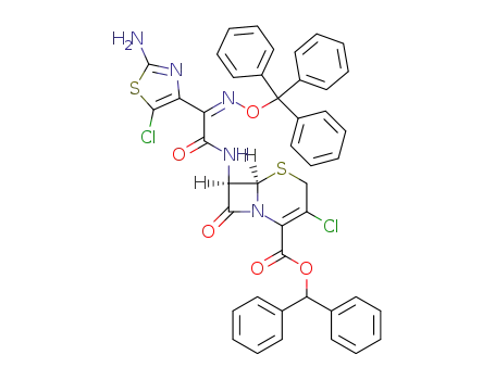 Molecular Structure of 189449-54-5 ((7R)-7-[(Z)-2-(2-amino-5-chlorothiazol-4-yl)-2-(triphenylmethoxyimino)acetamido]-3-chloro-3-cephem-4-carboxylate diphenylmethyl ester)