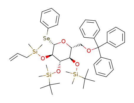 Molecular Structure of 288585-02-4 (phenyl 2-O-(allyl(dimethyl)silyl)-3,4-bis-O-(tert-butyl(dimethyl)silyl)-6-O-(triphenylmethyl)-1-seleno-β-D-glucopyranoside)