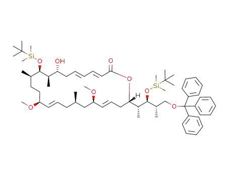 Molecular Structure of 423772-18-3 ((3E,5E,15E,21E)-(8R,9R,10R,11R,14S,18R,20R,24S)-10-(tert-Butyl-dimethyl-silanyloxy)-24-[(1R,2S,3S)-2-(tert-butyl-dimethyl-silanyloxy)-1,3-dimethyl-4-trityloxy-butyl]-8-hydroxy-14,20-dimethoxy-9,11,18-trimethyl-oxacyclotetracosa-3,5,15,21-tetraen-2-one)