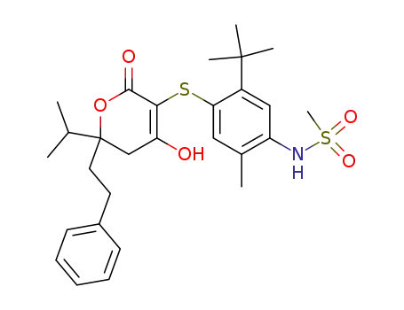 N-(5-tert-butyl-4-{[6-hydroxy-2-(1-methylethyl)-4-oxo-2-(2-phenylethyl)-3,4-dihydro-2H-pyran-5-yl]sulfanyl}-2-methylphenyl)methanesulfonamide