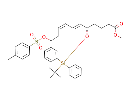 (6E,8Z)-(S)-5-(tert-Butyl-diphenyl-silanyloxy)-11-(toluene-4-sulfonyloxy)-undeca-6,8-dienoic acid methyl ester
