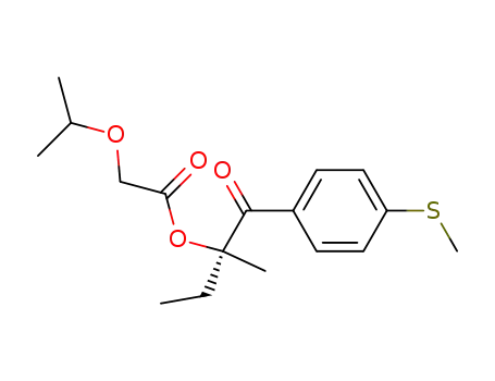 Molecular Structure of 455878-43-0 (Acetic acid, (1-methylethoxy)-,
(1S)-1-methyl-1-[4-(methylthio)benzoyl]propyl ester)