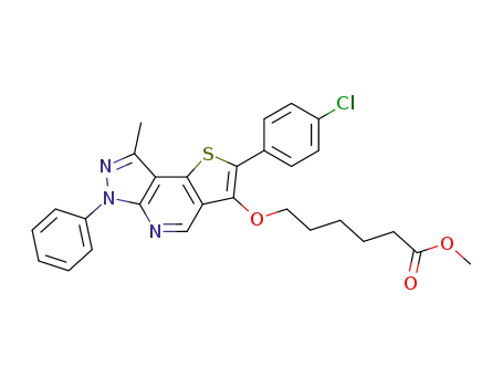 6-[2-(4-chloro-phenyl)-8-methyl-6-phenyl-6<i>H</i>-1-thia-5,6,7-triaza-<i>as</i>-indacen-3-yloxy]-hexanoic acid methyl ester