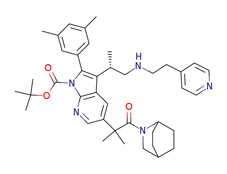 5-[2-(2-aza-bicyclo[2.2.2]oct-2-yl)-1,1-dimethyl-2-oxo-ethyl]-2-(3,5-dimethyl-phenyl)-3-[1-methyl-2-(2-pyridin-4-yl-ethylamino)-ethyl]-pyrrolo[2,3-<i>b</i>]pyridine-1-carboxylic acid <i>tert</i>-butyl ester