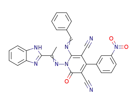 1-((1-(1H-benzo[d]imidazol-2-yl)ethylidene)amino)-6-((benzylidene)amino)-4-(3-nitrophenyl)-2-oxo-1,2-dihydropyridine-3,5-dicarbonitrile