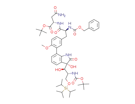 2-(2-benzyloxycarbonylamino-3-{3-[3-(2-<i>tert</i>-butoxycarbonylamino-1-hydroxy-3-triisopropylsilanyloxy-propyl)-3-hydroxy-2-oxo-2,3-dihydro-1<i>H</i>-indol-7-yl]-4-methoxy-phenyl}-propionylamino)-succinamic acid <i>tert</i>-butyl ester