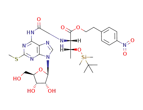 N-[[9-(β-D-ribofuranosyl)-2-(methylthio)purin-6-yl]carbamoyl]-O-tert-butyldimethylsilyl-L-threonine 2-(4-nitrophenyl)ethyl ester