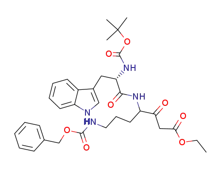 Molecular Structure of 352274-82-9 (ethyl (4RS)-7-benzyloxycarbonylamino-4-[N-(tert-butoxycarbonyl)-L-tryptophyl]amino-3-oxoheptanoate)