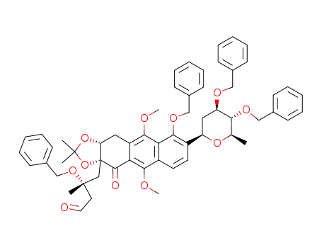 (R)-3-Benzyloxy-4-[(3aR,11aR)-9-benzyloxy-8-((2R,4R,5R,6R)-4,5-bis-benzyloxy-6-methyl-tetrahydro-pyran-2-yl)-5,10-dimethoxy-2,2-dimethyl-4-oxo-11,11a-dihydro-4H-1,3-dioxa-cyclopenta[b]anthracen-3a-yl]-3-methyl-butyraldehyde