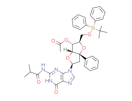 (1'S,3'R,4'R,5'R,7'S)-N<sup>2</sup>-isobutyryl-9-{4'-acetoxy-1'-phenyl-3'-(tert-butyldiphenylsilyloxymethyl)-2',6'-dioxabicyclo[3.3.0]oct-7'-yl}guanine