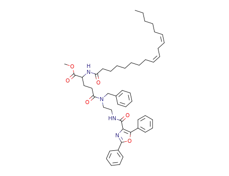 Molecular Structure of 289906-22-5 (4-(Benzyl-{2-[(2,5-diphenyl-oxazole-4-carbonyl)-amino]-ethyl}-carbamoyl)-2-((9Z,12Z)-octadeca-9,12-dienoylamino)-butyric acid methyl ester)