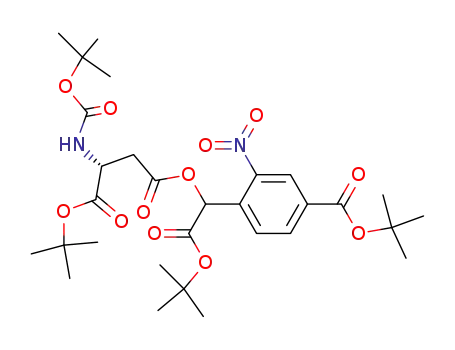 Molecular Structure of 444667-14-5 (4-O-[α,4-bis(tert-butoxycarbonyl)-2-nitrobenzyl] 1-O-(tert-butyl) (R)-N-(tert-butoxycarbonyl)aspartate)