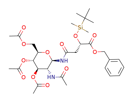 (S)-2-(tert-Butyl-dimethyl-silanyloxy)-N-((2R,3R,4R,5S,6R)-4,5-diacetoxy-6-acetoxymethyl-3-acetylamino-tetrahydro-pyran-2-yl)-succinamic acid benzyl ester