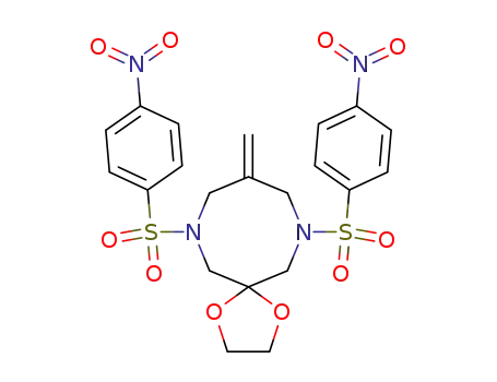 Molecular Structure of 333421-21-9 (9-methylene-7,11-bis-(4-nitro-benzenesulfonyl)-1,4-dioxa-7,11-diaza-spiro[4.7]dodecane)