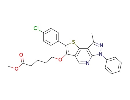 5-[2-(4-chloro-phenyl)-8-methyl-6-phenyl-6<i>H</i>-1-thia-5,6,7-triaza-<i>as</i>-indacen-3-yloxy]-pentanoic acid methyl ester