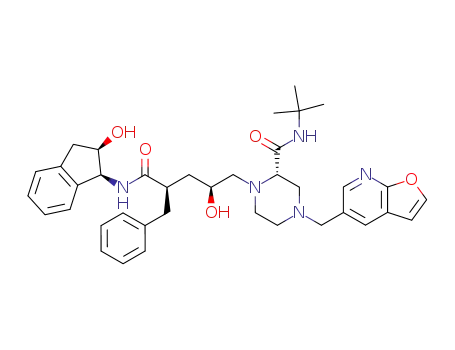 1-Piperazinepentanamide, N-((1S,2R)-2,3-dihydro-2-hydroxy-1H-inden-1-yl)-2-(((1,1-dimethylethyl)amino)carbonyl)-4-(furo(2,3-b)pyridin-5-ylmethyl)-gamma-hydroxy-alpha-(phenylmethyl)-, (alphaR,gammaS,2S)-