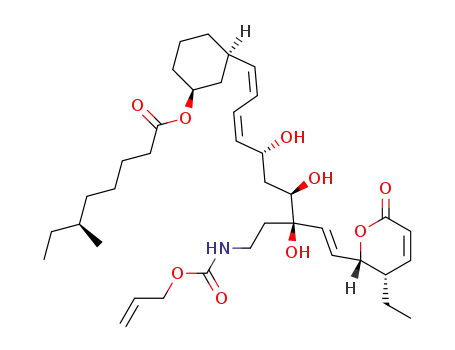 (S)-6-Methyl-octanoic acid (1S,3R)-3-[(1Z,3Z,9E)-(5R,7R,8R)-8-(2-allyloxycarbonylamino-ethyl)-10-((2S,3S)-3-ethyl-6-oxo-3,6-dihydro-2H-pyran-2-yl)-5,7,8-trihydroxy-deca-1,3,9-trienyl]-cyclohexyl ester