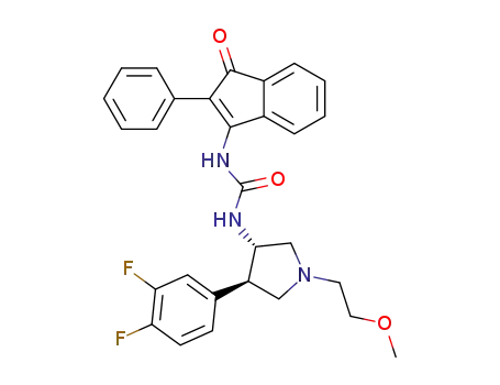 1-((3S,4R)-4-(3,4-difluorophenyl)-1-(2-methoxyethyl)pyrrolidin-3-yl)-3-(1-oxo-2-phenyl-1H-inden-3-yl)urea