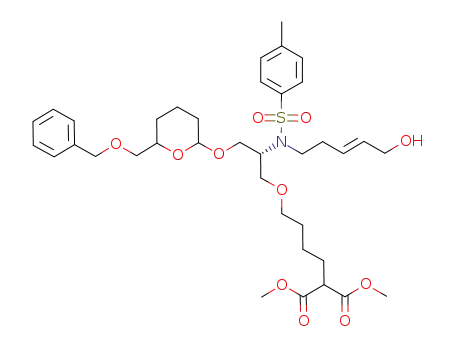 2-(4-{(R)-3-(6-Benzyloxymethyl-tetrahydro-pyran-2-yloxy)-2-[((E)-5-hydroxy-pent-3-enyl)-(toluene-4-sulfonyl)-amino]-propoxy}-butyl)-malonic acid dimethyl ester
