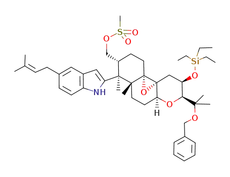 (-)-{(2R,3S,4aS,6aR,7S,10aS,11aR)-3-[1-(benzyloxy)-1-methylethyl]-2,3,4a,5,6,6a,7,8,9,10-decahydro-6a,7-dimethyl-7-[5-(3-methylbut-2-enyl)-1H-indol-2-yl]-2-[(triethylsilyl)oxy]-1H-benzo[f]oxireno[2,3-e][1]benzopyran-8-yl}methyl metanesulfonate