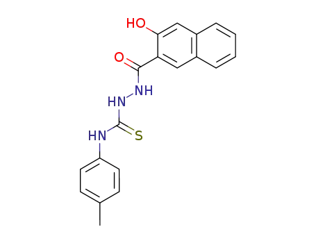 Molecular Structure of 224456-21-7 (2-Naphthalenecarboxylic acid, 3-hydroxy-,
2-[[(4-methylphenyl)amino]thioxomethyl]hydrazide)