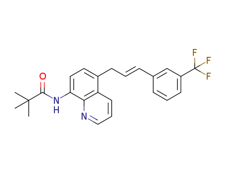Molecular Structure of 1616877-88-3 ((E)-N-(5-(3-(3-(trifluoromethyl)phenyl)allyl)quinolin-8-yl)pivalamide)