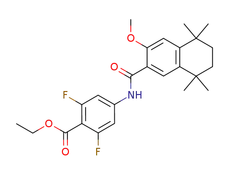 Molecular Structure of 528837-99-2 (2,6-difluoro-4-[(3-methoxy-5,5,8,8-tetramethyl-5,6,7,8-tetrahydro-naphthalene-2-carbonyl)-amino]-benzoic acid ethyl ester)