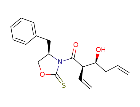Molecular Structure of 350987-67-6 ((2R,3S)-1-[(4R)-4-benzyl-2-thioxooxazolidin-3-yl]-3-hydroxy-2-vinylhex-5-en-1-one)