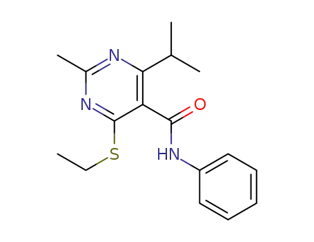 Molecular Structure of 1599431-74-9 (4-(ethylthio)-6-isopropyl-2-methyl-N-phenylpyrimidine-5-carboxamide)