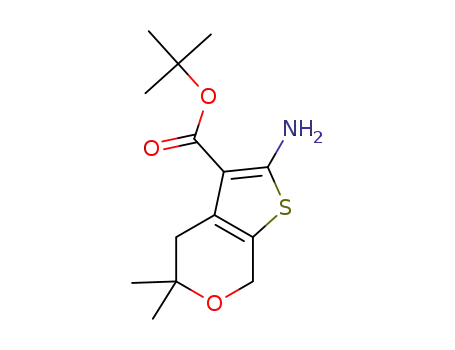 Molecular Structure of 1373496-97-9 (tert-butyl 2-aMino-5,5-diMethyl-5,7-dihydro-4H-thieno[2,3-c]pyran-3-carboxylate)