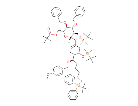 2,2-dimethyl-propionic acid 3,4-bis-benzyloxy-6-{1-(<i>tert</i>-butyl-dimethyl-silanyloxy)-2-[2-(<i>tert</i>-butyl-dimethyl-silanyloxy)-8-(<i>tert</i>-butyl-diphenyl-silanyloxy)-4-(4-methoxy-benzyloxy)-3-methyl-octyl]-allyl}-5-methyl-tetrahydro-pyran-2-ylmethyl ester