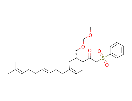 Molecular Structure of 1613055-50-7 ((S,E)-1-(6-((methoxymethoxy)methyl)-4-(4,8-dimethylnona-3,7-dien-1-yl)cyclohexa-1,3-dien-1-yl)-2-(phenylsulfonyl)ethan-1-one)