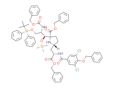 (2R,5R)-2-[(1S,2S)-2-Benzyloxycarbonylamino-3-(tert-butyl-diphenyl-silanyloxy)-1-trimethylsilanyloxy-propyl]-5-[(S)-2-benzyloxycarbonyl-2-(4-benzyloxy-3,5-dichloro-benzoylamino)-ethyl]-pyrrolidine-2-carboxylic acid benzyl ester