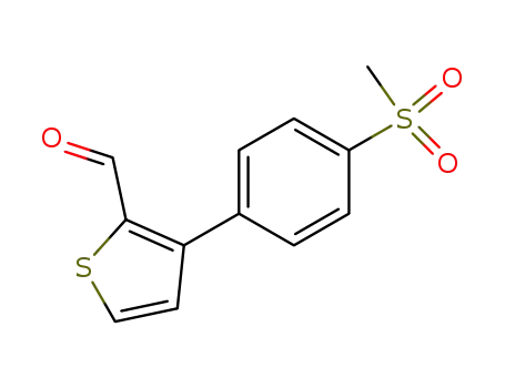 Molecular Structure of 572913-05-4 (2-Thiophenecarboxaldehyde, 3-[4-(methylsulfonyl)phenyl]-)